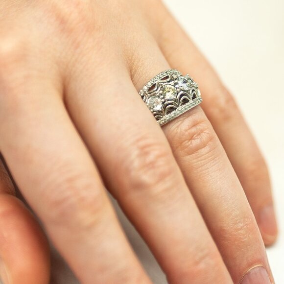 Tacori IV Sterling Silver CZ Lace Band Ring – Size 7 - Picture 11 of 13